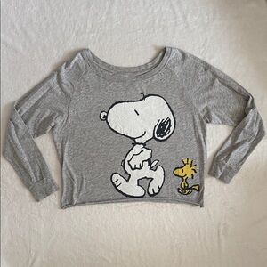 Peanuts by Schulz | Snoopy Woodstock Front & Back Graphic Long Sleeve Top (L)